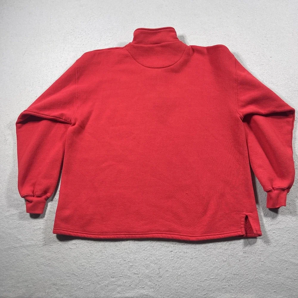 Vintage Quarter Zip Sweatshirt Men XL Relaxed Fit Red Pullover Retro Casual 90s